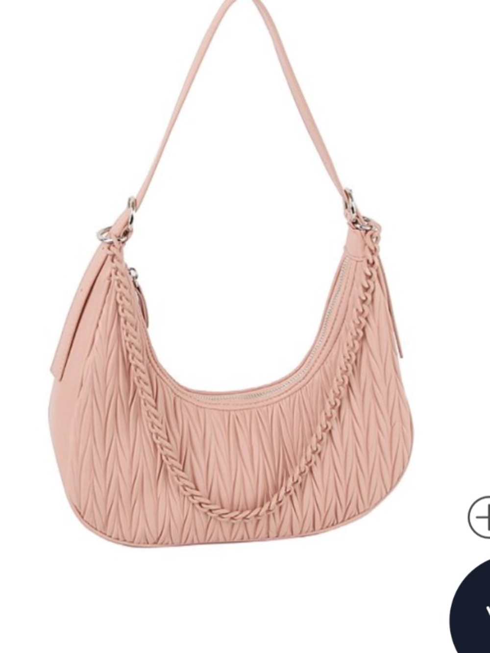 Blush Pink Quilted Shoulder Bag with Braided Chain